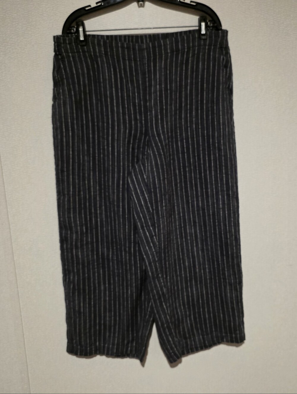 Eileen Fisher Organic Linen Striped Wide Leg Pants Womens Large